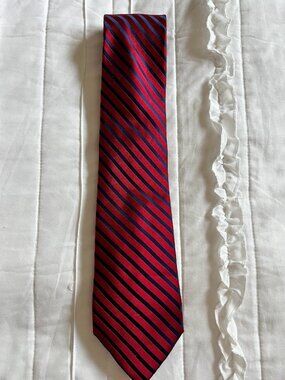 US Polo Association Red/Blue Striped Silk Tie